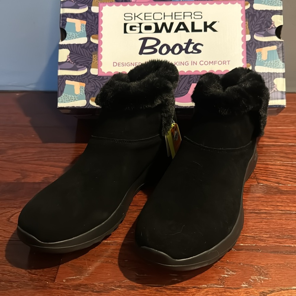 NEW Skechers go walk boots on the go joy bundle up ankle booties black